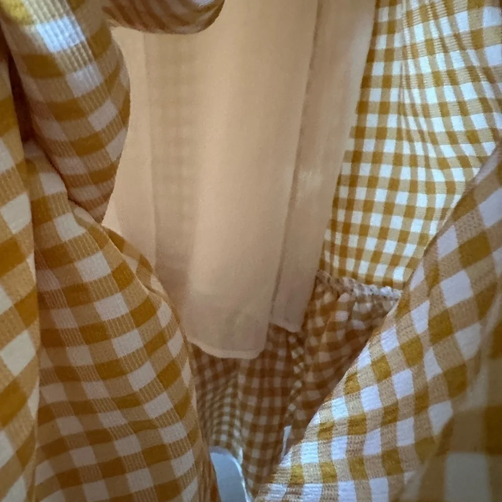 Keepsake the Label Gingham Ruffle Midi Skirt - Yellow and white - XS